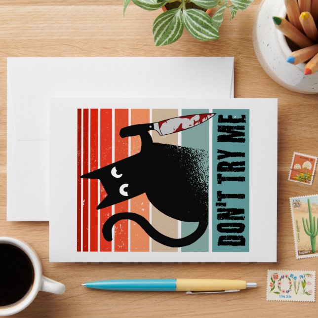 Enveloppe Ne m'essayez pas, Moody Cat avec un couteau Invita (Desk)