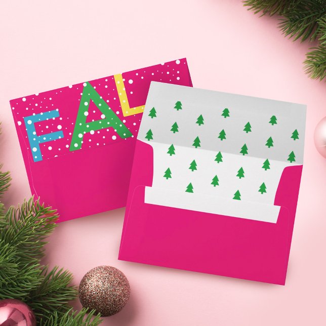Enveloppe Neon Fa La La Christmas Arbre (Colourful Bright Neon Fa La La Christmas Tree Envelope)