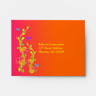 Enveloppe néon papillons et fleurs pour carte RSVP
