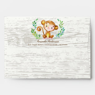 Enveloppe neutre en bois d'invitation de singe de