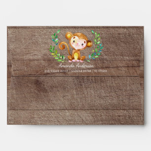 Enveloppe neutre en bois d'invitation de singe de