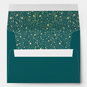Enveloppe Night Stars Turquoise et Gold