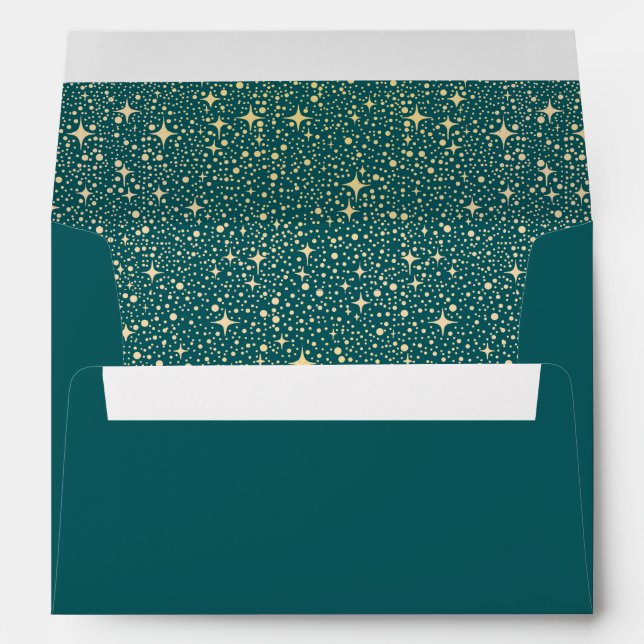 Enveloppe Night Stars Turquoise et Gold (Dos (Bas))