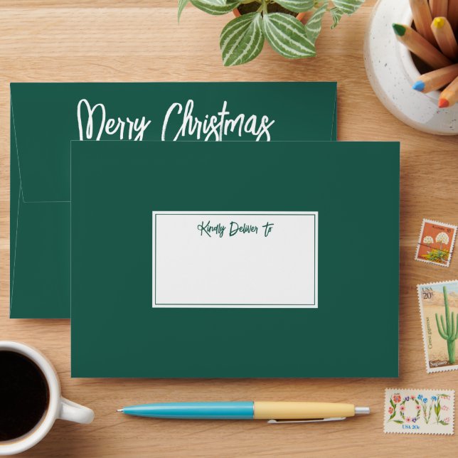 Enveloppe N'importe quel script moderne retour Adresse verte (Desk)