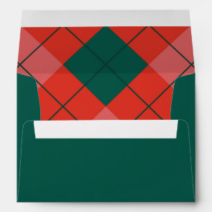 Enveloppe Noël à carreaux rouges et verts