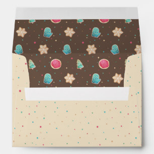 Enveloppe Noël Aquarelle Cookies Motif Tan