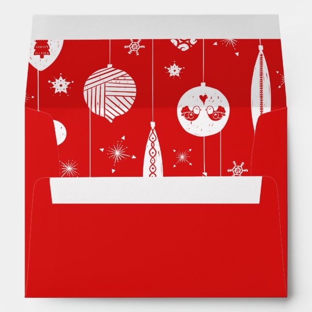 Enveloppe Noel Bauble Rouge Et Blanc Avec Adresse (Dos (Bas))