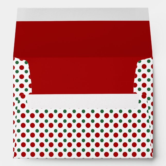 Enveloppe Noël Blanc Rouge Vert Pois Motif (Dos (Bas))