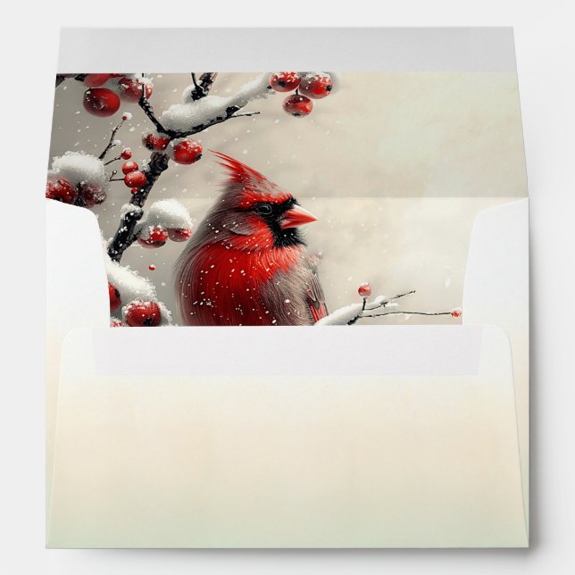 Enveloppe Noël Cardinal Rouge (Dos (Bas))