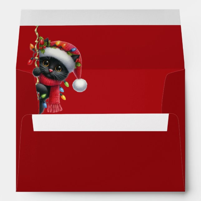 Enveloppe Noël Chat Noir (Dos (Bas))