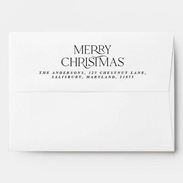 Enveloppe Noël chic élégante aquarelle botanique rustique (Dos (Haut rabat))