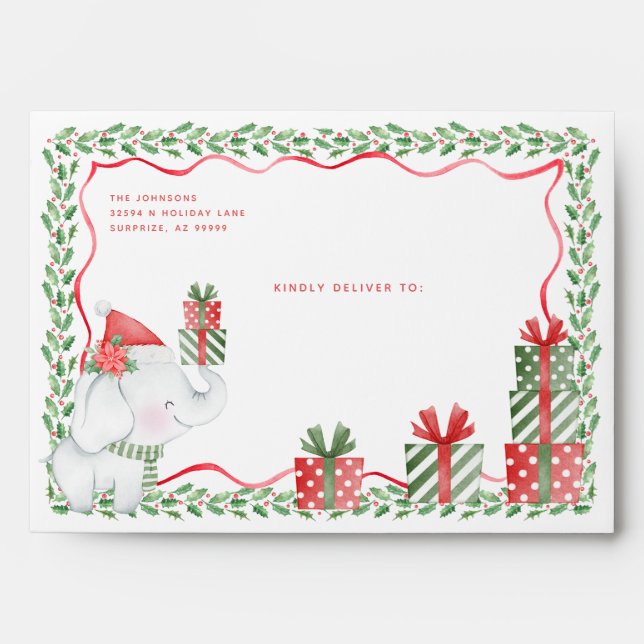 Enveloppe Noël des éléphants blancs (Devant)