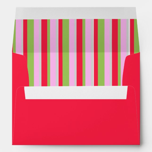 Enveloppe Noël Festif mignon coloré rayé (Dos (Bas))