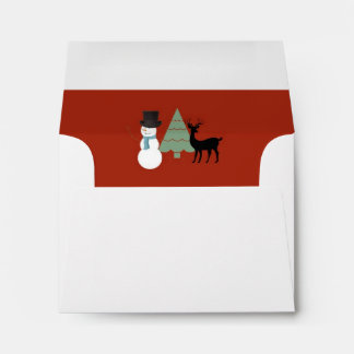 Enveloppe Noël Fêtes rouges Scène hivernale
