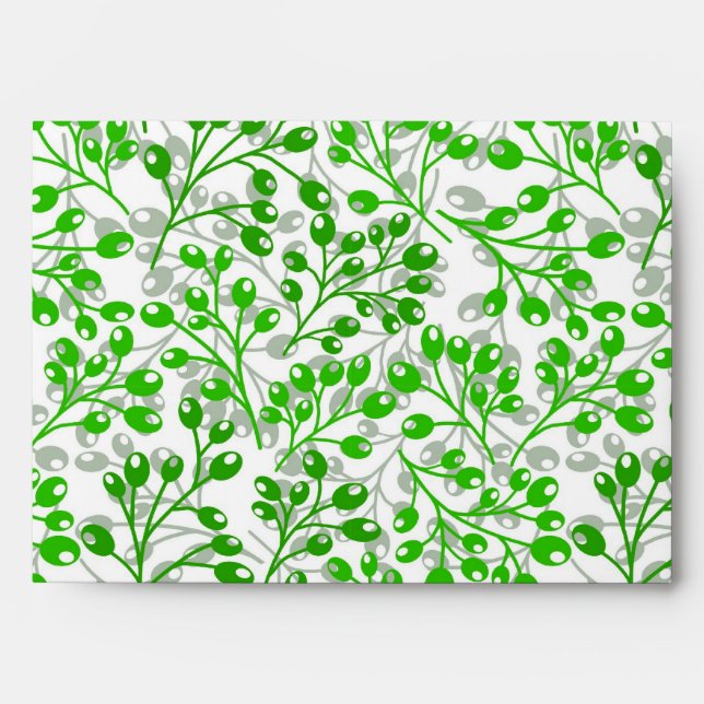 Enveloppe Noël Feuilleté Vert Motif Moderne Élégant (Devant)