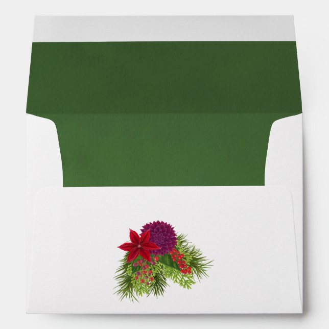 Enveloppe Noël floral aquarelle (Dos (Bas))