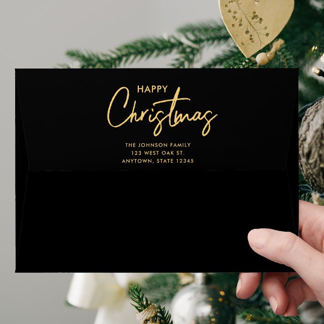 Enveloppe Noël Luxueux Élégant Or et Noir (Créateur téléchargé)