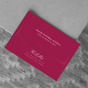 Enveloppe Noël moderne   Burgundy Maroon Ruby Red