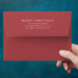 Enveloppe Noël moderne rouge minimaliste