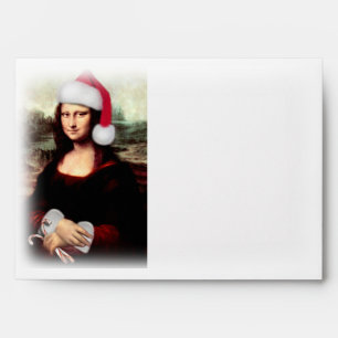 Enveloppe Noël Mona Lisa avec chapeau de Santa