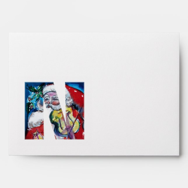 ENVELOPPE NOËL N LETTRE /SANTA CLAUS AVEC VIOLIN (Devant)