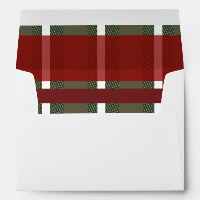 Enveloppe Noël Plaid Green Burgundy Mariage nuptiale (Dos (Bas))