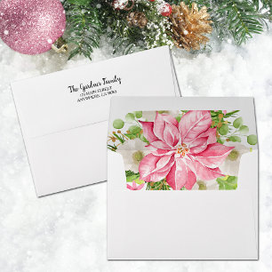 Enveloppe Noël Poinsettia Fête Florale