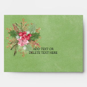 Enveloppe Noël Poinsettia Red Berry Mariage or