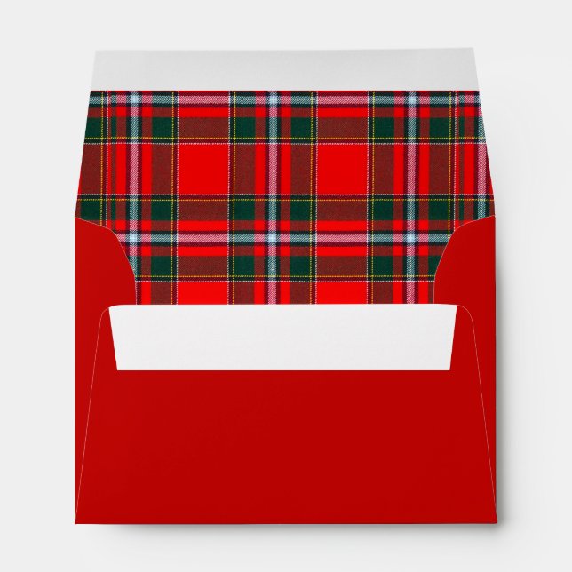 Enveloppe Noël Rouge Blanc et Vert Plaid de Fêtes  (Dos (Bas))