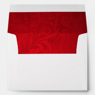 Enveloppe Noël rouge de damassé rayé épousant l'enveloppe