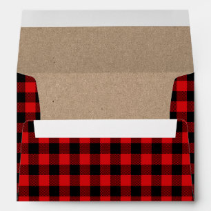 Enveloppe Noël Rouge Tartan Kraft