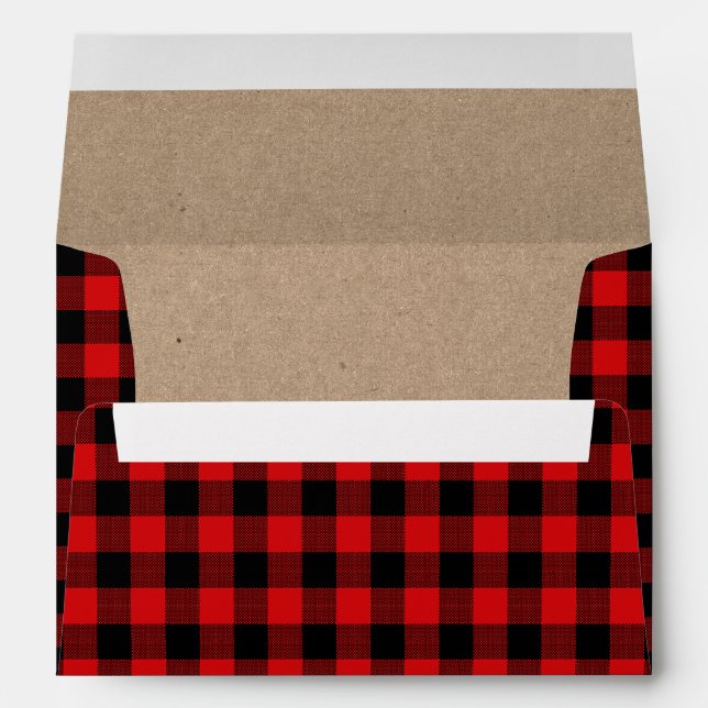 Enveloppe Noël Rouge Tartan Kraft (Dos (Bas))