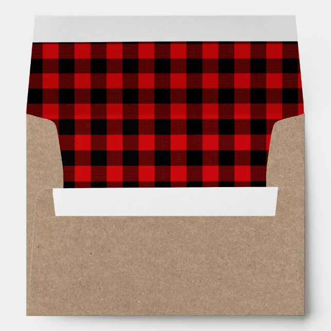 Enveloppe Noël Rouge Tartan Kraft (Dos (Bas))
