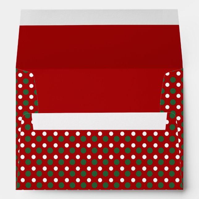 Enveloppe Noël Rouge Vert Pois Motif (Dos (Bas))