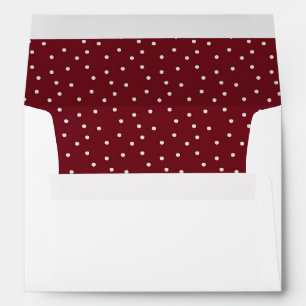 Enveloppe Noël rustique bordeaux et pois blancs 