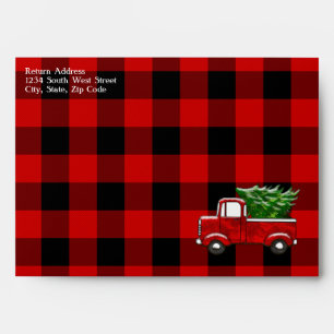 Enveloppe Noël rustique de camion vintage de pays