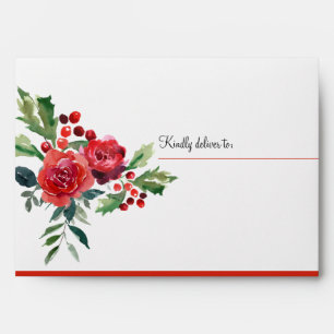 Enveloppe Noël rustique élégant aquarelle mariage
