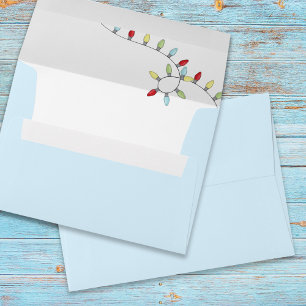 Enveloppe Noel Simple Bleu Éclairages Whimsical
