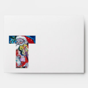 ENVELOPPE NOËL T LETTRE /SANTA CLAUS AVEC VIOLIN