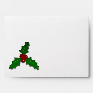 Enveloppe Noël tartan rouge vacances plaid Holly twig