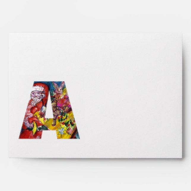 ENVELOPPE NOËL UNE LETTRE / SANTA CLAUS AVEC CADEAUX (Devant)