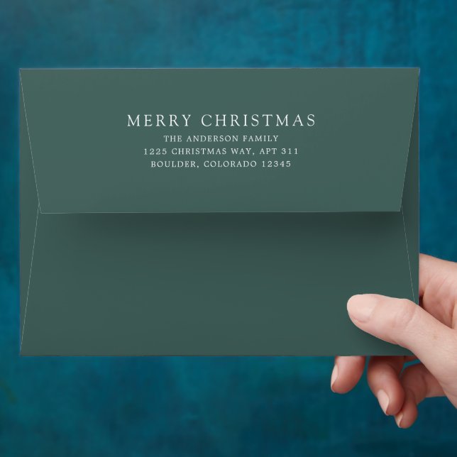 Enveloppe Noël vert minimaliste (Hand)