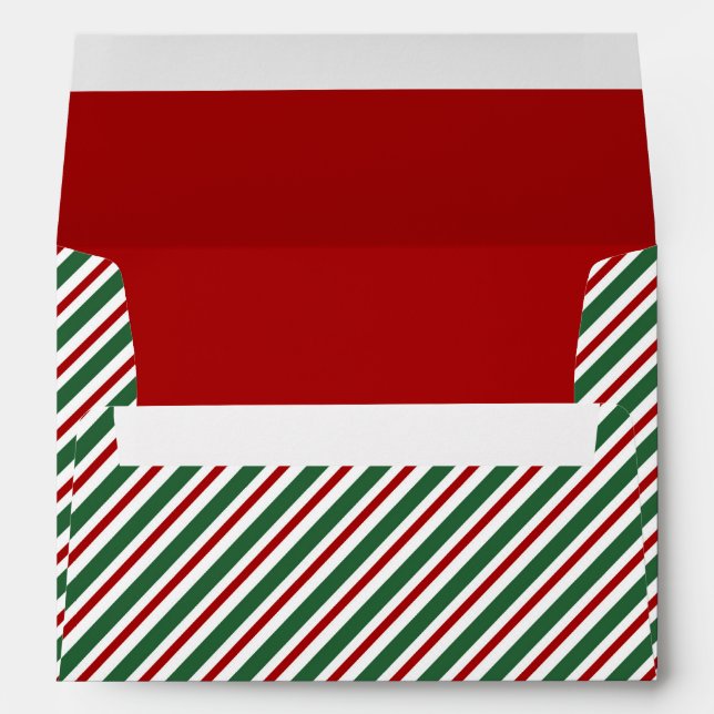 Enveloppe Noël Vert rouge Motif rayé (Dos (Bas))