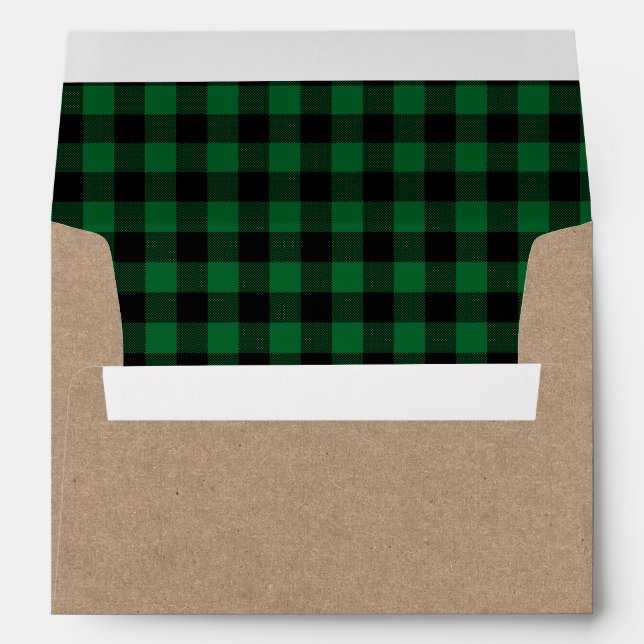 Enveloppe Noël Vert Tartan Kraft (Dos (Bas))