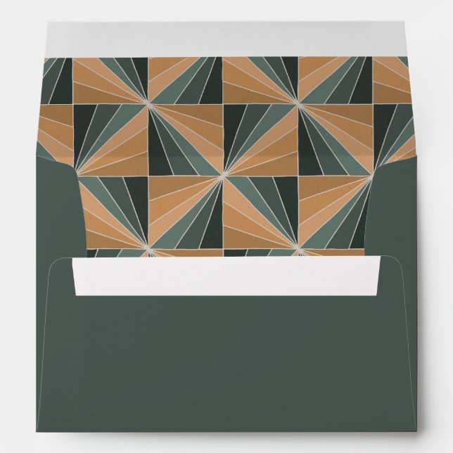 Enveloppe Noël Vert Vintage Art Déco (Dos (Bas))