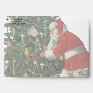 Enveloppe Noël vintage, Père Noël avec cadeaux