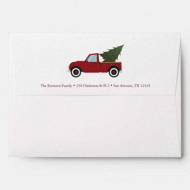 Enveloppe Noël vintage Red Truck (Dos (Haut rabat))