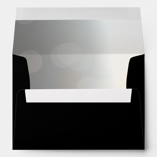 Enveloppe Noir avec Argent Bokeh Liner Swan Invitation (Dos (Bas))