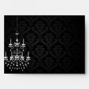 Enveloppe Noir avec Silhouette de lustre blanc