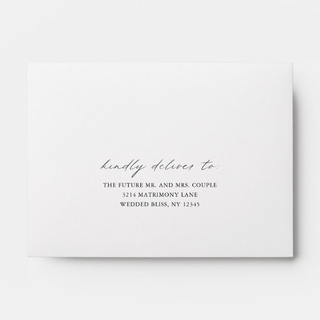 Enveloppe Noir Blanc Chic Calligraphie Mariage simple RSVP (Devant)